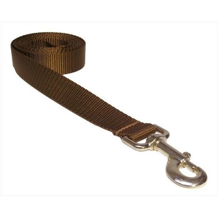 SASSY DOG WEAR Sassy Dog Wear SOLID BROWN MED-L 6 ft. Nylon Webbing Dog Leash; Brown - Medium SOLID BROWN MED-L